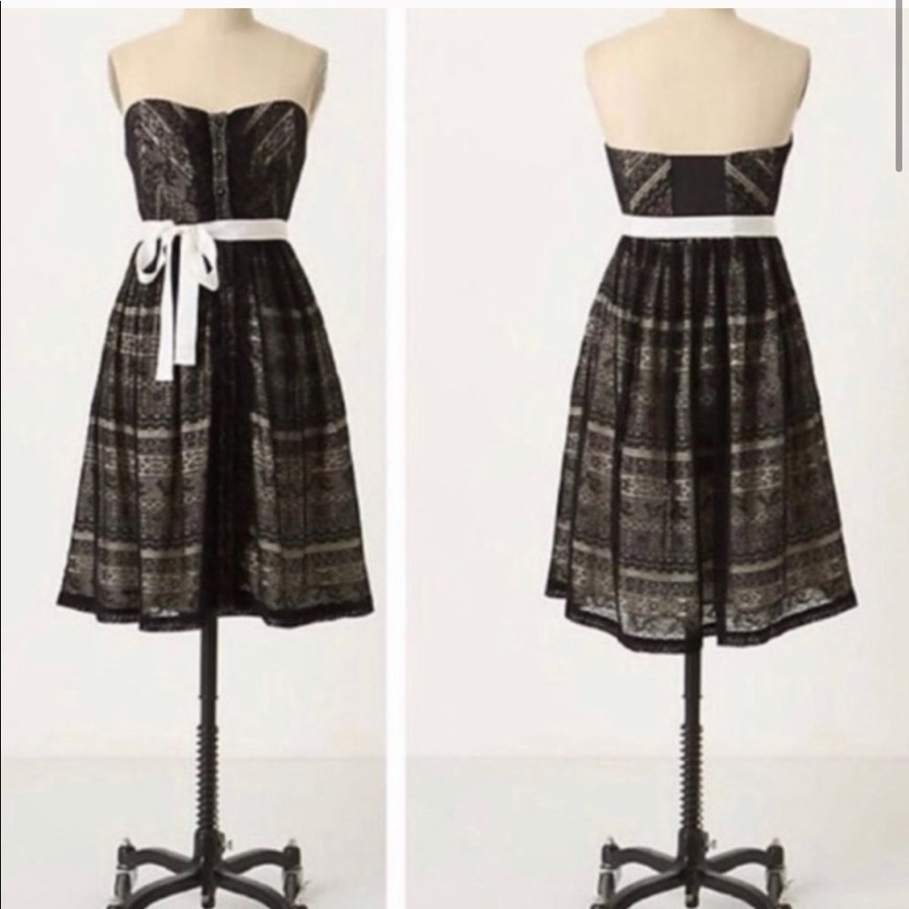 Moulinette Souers Black Lace Strapless Dress 2